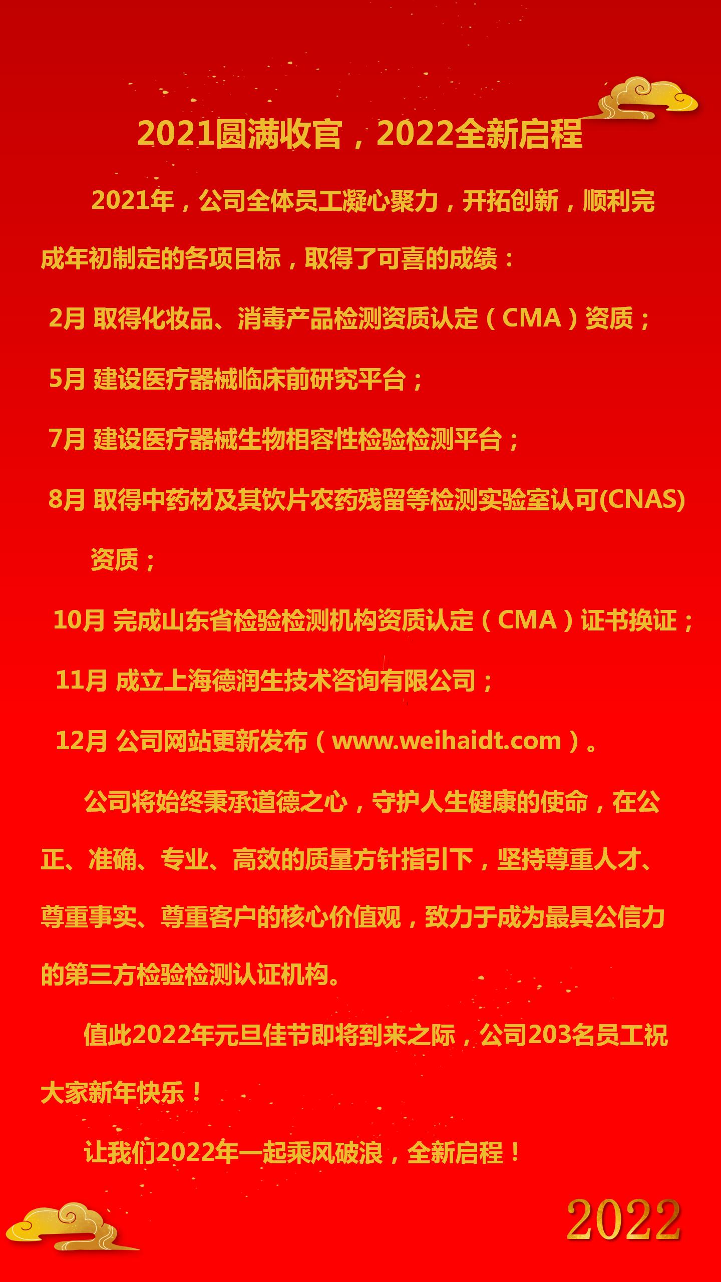 2021年圆满收官，2022年全新启程